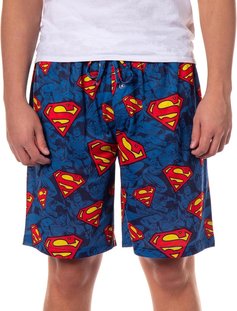 INTIMO DC Comics Superman Pajama Shorts Men's S Logo All Over Print Lounge PJ Bottoms - Image 1